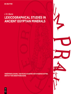 cover image of Lexicographical Studies in Ancient Egyptian Minerals